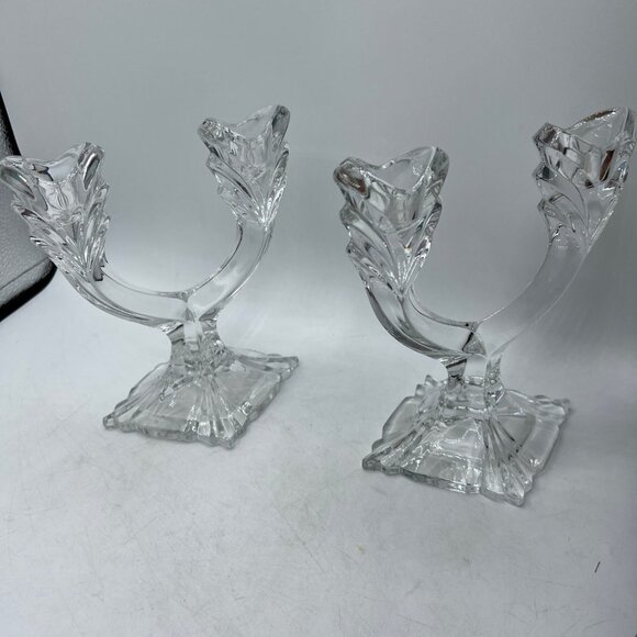 Honour Crystal Double Candlestick Holder set of 2 - Picture 1 of 9